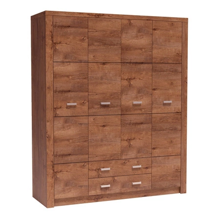 Szafa Indiana 178 cm jesion jasny elegancka stylistyka szafy z szufladami wzbogacona o subtelne srebrne uchwyty idealna szafa do sypialni