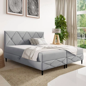 Łóżko kontynentalne Noren 120x200 szary popiel nowoczesna forma łóżka z klasycznym pikowaniem na wezgłowiu duże pojemniki na pościel