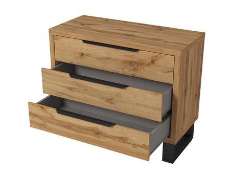 Komoda z szufladami Halle S 99 cm dąb wotan funkcjonalna idealna komoda do sypialni w stylu loftowym stylowe uchwyty krawędziowe