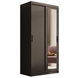 Szafa przesuwna z lustrem Hailey 100 cm czarna prosta forma i minimalistyczny wygląd szafa idealnie wpasuje się do każdego wnętrza