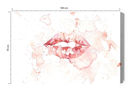 Obraz na płótnie malowane usta 100x70 cm ponadczasowa ozdoba każdego wnętrza obraz w stonowanej kolorystyce wysoka jakość wykonania