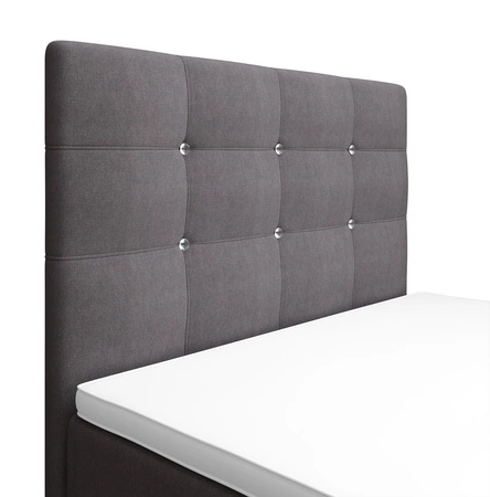 Łóżko kontynentalne Kansas 120x200 szare w nowoczesnym skandynawskim stylu z tapicerowanym zagłówkiem oraz zanóżkiem