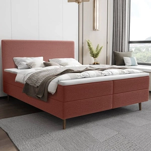 Łóżko kontynentalne Totti 180x200 indyjski róż stylowe łóżko z pojemnikiem na pościel trójwymiarowa tkanina o wyrazistych prążkach