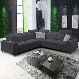 Narożnik z funkcją spania Kelly Sleek III grafitowy lewostronny elegancki narożnik do salonu z dwoma pojemnikami na pościel