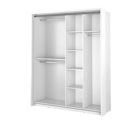 Szafa przesuwna z lustrem Arti 180 cm biała uniwersalny styl szafy pozwala na dużą swobodę w aranżacji ergonomiczny układ