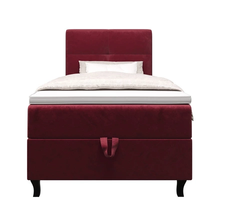 Łóżko kontynentalne Melba 90x200 bordowe w nowoczesnym skandynawskim stylu z tapicerowanym zagłówkiem łóżko z pojemnikiem