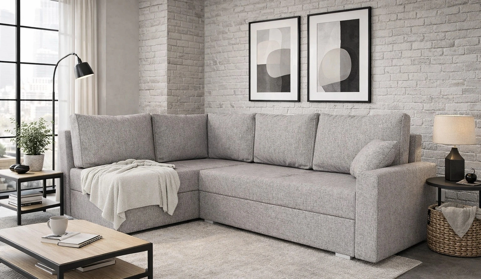 Narożnik z funkcją spania Nofi Narożniki do salonu Nowoczesne narożniki rozkładane do pokoju dziennego