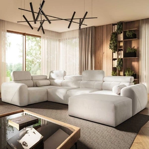 Narożnik z funkcją spania Cantare IV kość słoniowa prawostronny starannie wykonany narożnik do salonu zapewnia komfort i wygodę