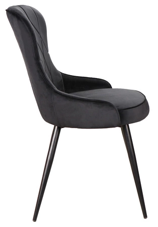Krzesło tapicerowane Lotus 45x44 cm czarne nowoczesne oraz funkcjonalne krzesło do jadalni z metalowymi nogami