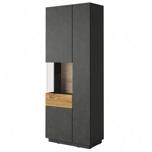 Witryna Silke 80 cm matera / dąb wotan lewa elegancka witryna do salonu prosta bryła wpisująca się w każde wnętrze