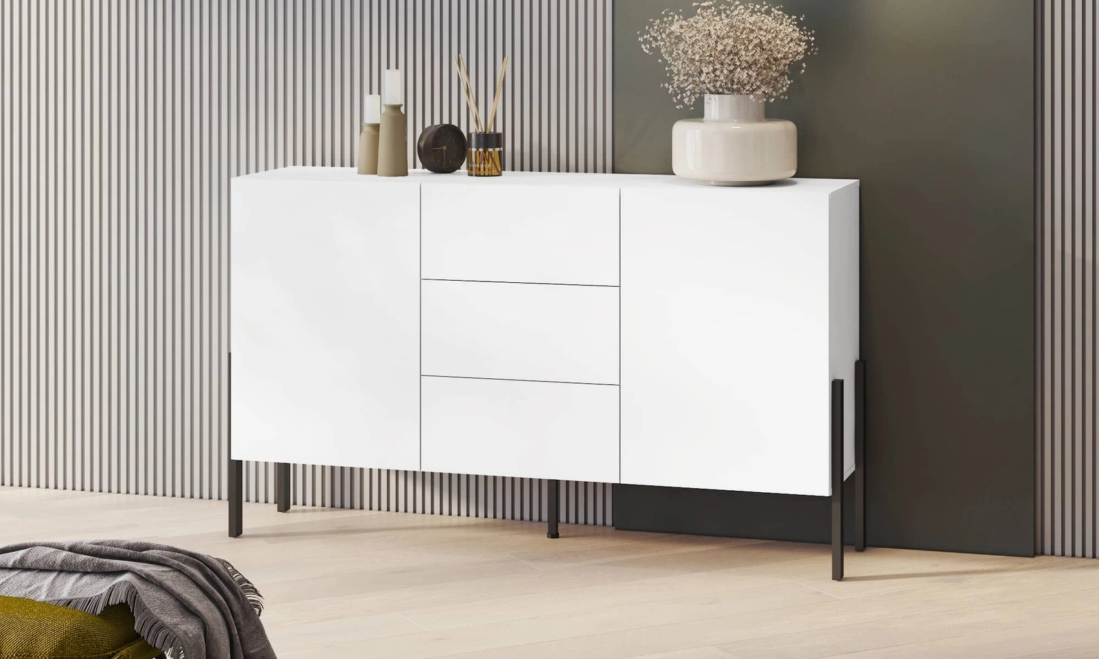 Komoda z szufladami Jukon 154 cm biała