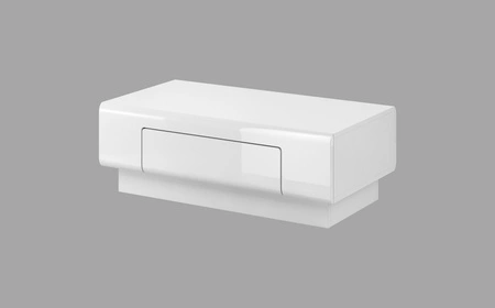 Stolik kawowy Toledo biały / biały połysk stolik z szufladą do salonu nowoczesny i praktyczny pojemna szuflada na różne dodatki