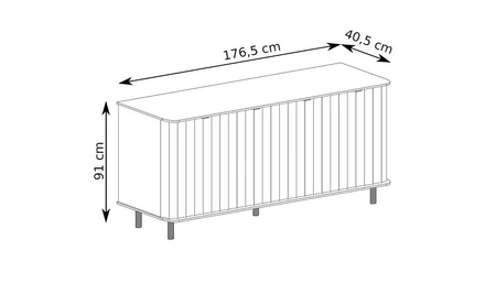 Komoda Novado 177 cm clay grey stylowa komoda o ponadczasowej elegancji z dekoracyjnymi frezowanymi frontami