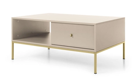 Stolik kawowy Mono beżowy z szufladami minimalistyczny design blat odporny na rozlane ciecze