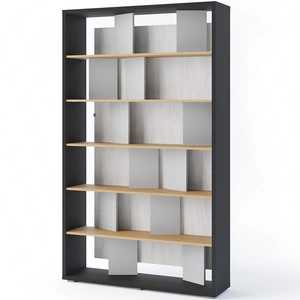 Regał Fitt 125 cm grafit / dąb / szary modny regał do biura lub salonu bryła wyposażona w klimatyczne oświetlenie LED