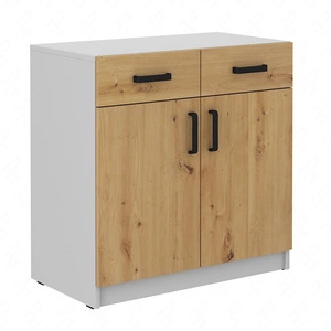 Komoda z szufladami Makana 80 cm jasny szary / dąb artisan funkcjonalny mebel do biura gabinetu lub pokoju młodzieżowego