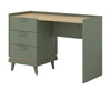 Biurko z szufladami Scandia 120 cm zielone / dąb olejowany stylowe oraz funkcjonalne do gabinetu biura lub pokoju młodzieżowego
