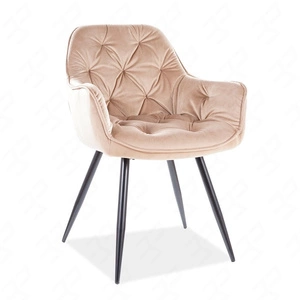 Krzesło tapicerowane Cherry 43x45 cm beżowe nowoczesne oraz funkcjonalne krzesło kubełkowe z metalowymi nogami