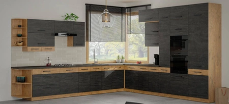 Zestaw mebli kuchennych narożny Vanimo 395x300 cm idealny do wnętrz w stylu klasycznym i nowoczesnym