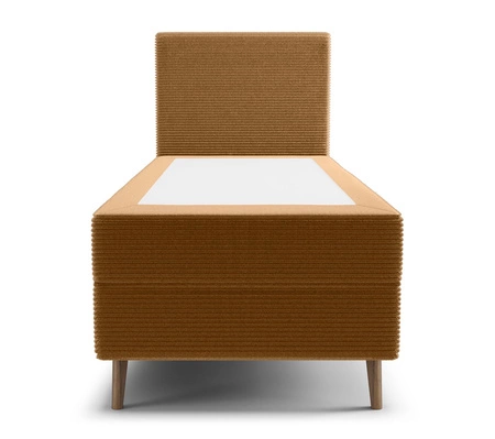 Łóżko kontynentalne Totti 80x200 miodowe stylowe łóżko z pojemnikiem na pościel trójwymiarowa tkanina o wyrazistych prążkach