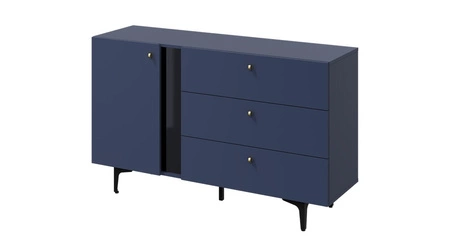 Komoda z szufladami Colours 138 cm granatowa elegancka komoda wsparta na metalowej podstawie oryginalna oraz modna kolorystyka