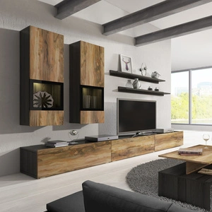 Meblościanka Baros orzech satin / touchwood modernistyczny design idealnie wkomponuje się do każdego wnętrza