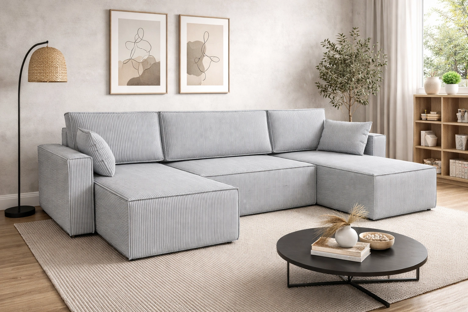 Narożnik z funkcją spania Rebenes U Narożniki do salonu Nowoczesne narożniki rozkładane do pokoju dziennego