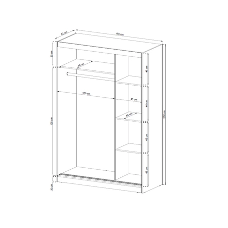 Szafa przesuwna Miko II 150 cm biała nowoczesna szafa idealna do garderoby sypialni lub przedpokoju