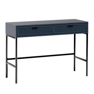 Konsola Linka indigo z szufladami elegancka toaletka w nowoczesnym stylu ciekawy wzór na frontach w postaci frezowanych ryfli