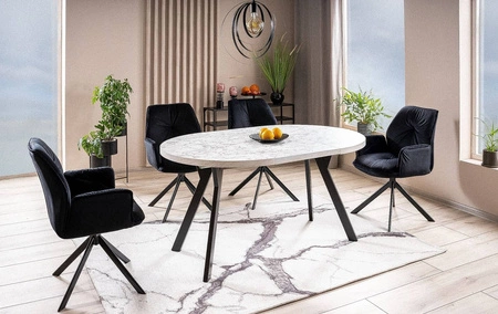 Krzesło tapicerowane Boogie II 45x44 cm szare stylowe krzesło obrotowe z metalowymi nogami krzesło glamour