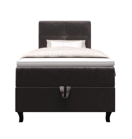 Łóżko kontynentalne Melba 90x200 szare w nowoczesnym skandynawskim stylu z tapicerowanym zagłówkiem łóżko z pojemnikiem