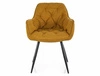 Krzesło tapicerowane Cherry Bjorn żółte nowoczesne oraz funkcjonalne krzesło kubełkowe z metalowymi nogami 