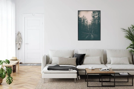 Plakat droga w mrocznym lesie 70x100 plakat w ramie precyzyjny wydruk ze stylową grafiką doskonała dekoracja do salonu lub sypialni