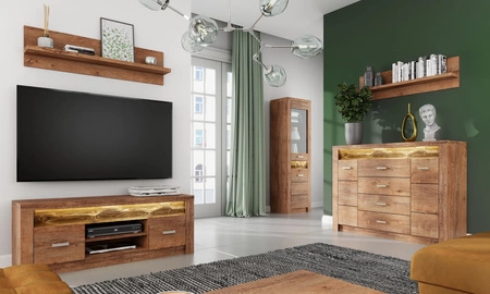 Półka Indiana 120 cm jesion jasny oryginalny design praktyczna półka na ścianę do salonu jadalni lub pokoju dziennego