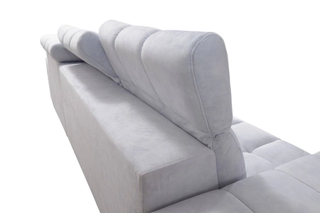 Narożnik z funkcją spania Luigi beżowy / biały prawostronny narożnik z dwoma pojemnikami na pościel tkanina o ciekawej strukturze