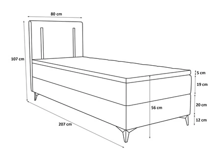 Łóżko kontynentalne Norco 80x200 różowe stylowe łóżko z pojemnikiem oświetlenie umieszczone w zagłówku nadaje wyjątkowości