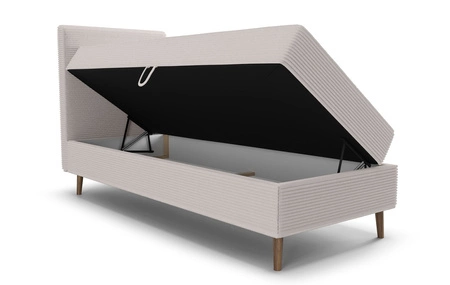 Łóżko kontynentalne Totti 80x200 kość słoniowa stylowe łóżko z pojemnikiem na pościel trójwymiarowa tkanina o wyrazistych prążkach