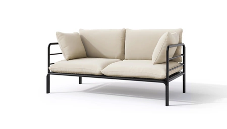 Sofa ogrodowa Wenecja grafit / beżowy nietuzinkowy design sofa z poduchami do ogrodu metalowa konstrukcja w stylu minimalistycznym
