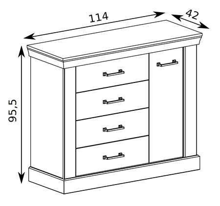 Komoda z szufladami Antica 114 cm dąb craft złoty elegancki styl idealna komoda do salonu sypialni lub biura prosta forma
