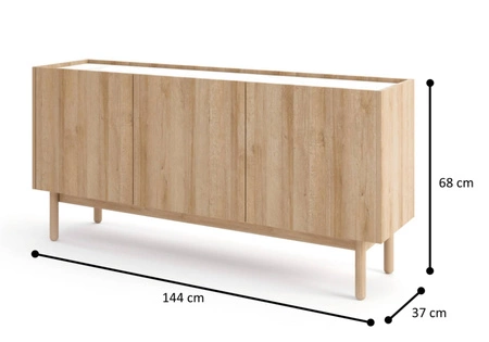 Komoda Boho 144 cm dąb riviera / marmur bianco niebanalny design uniwersalne połączenie kolorów dekoracyjny blat w marmurowym dekorze