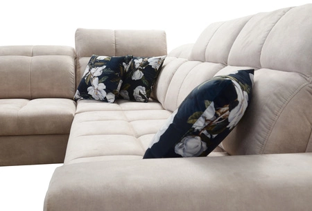 Narożnik z funkcją spania Buffalo III brązowy lewostronny komfortowy narożnik o estetycznym wykończeniu z pojemnikami na pościel