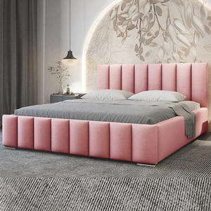Łóżko tapicerowane Foggo 180x200 różowe stylowe łóżko z pojemnikiem na pościel wygodny zagłówek zachwyca eleganckim designem