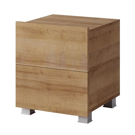 Szafka nocna z szufladami Apulia dąb złoty z możliwością podwieszenia minimalistyczny design prosta bryła idealny stolik do sypialni