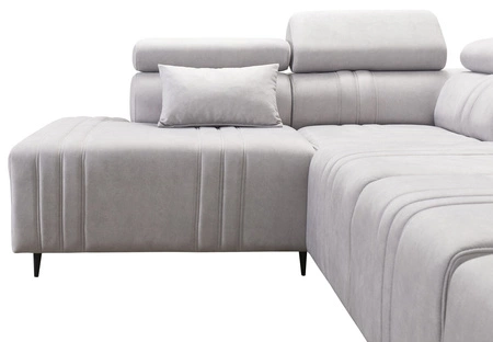 Narożnik z funkcją spania Castel VI beżowy prawostronny wygodny i elegancki narożnik z dwoma pojemnikami na pościel