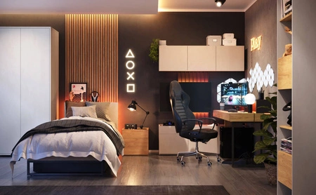 Biurko Teen Flex 150 cm hikora naturalna / raw steel modne biurko młodzieżowe z szufladami ułatwia stworzenie przyjaznej strefy nauki