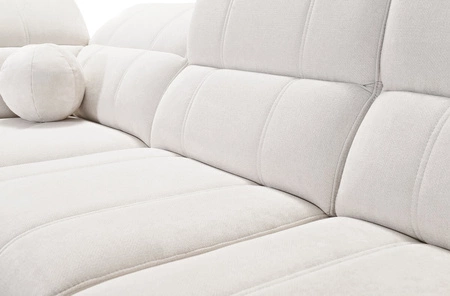 Narożnik z funkcją spania Penejos IV Lux ciemny beżowy prawostronny stylowy narożnik rozkładany z komfortowym wysuwanym podnóżkiem