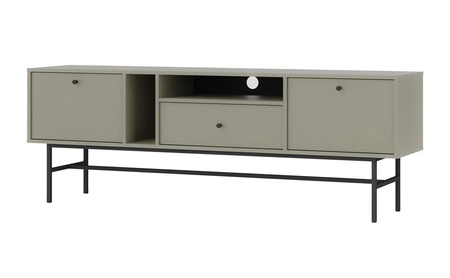 Zestaw mebli do salonu Kioto III eukaliptus stylowy design eleganckie meble w stonowanej kolorystyce wzbogacone czarnym stelażem