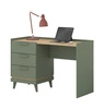 Biurko z szufladami Scandia 120 cm zielone / dąb olejowany stylowe oraz funkcjonalne do gabinetu biura lub pokoju młodzieżowego