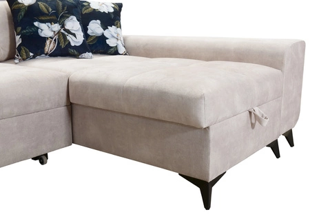 Narożnik z funkcją spania Buffalo VI ciemny beżowy prawostronny funkcjonalny i stylowy narożnik rozkładany z pojemnikami na pościel