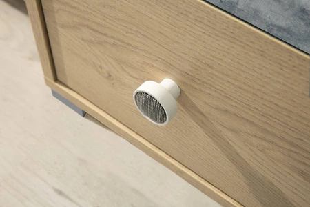 Regał niski Cary 60 cm dąb biszkoptowy / biały / beton idealny do pokoju młodzieżowego bardzo użytkowy posiada nowoczesny wygląd regał na książki z szufladami